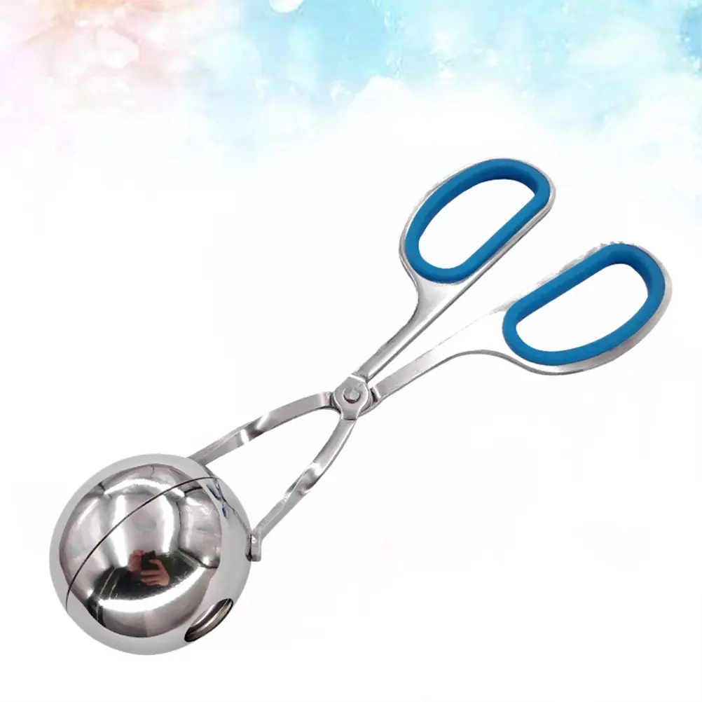 Stainless Steel Meatball Maker Clip Blue Handle Size S Efficient Kitchen Gadget For Meat Rice Tofu Balls Easy Release