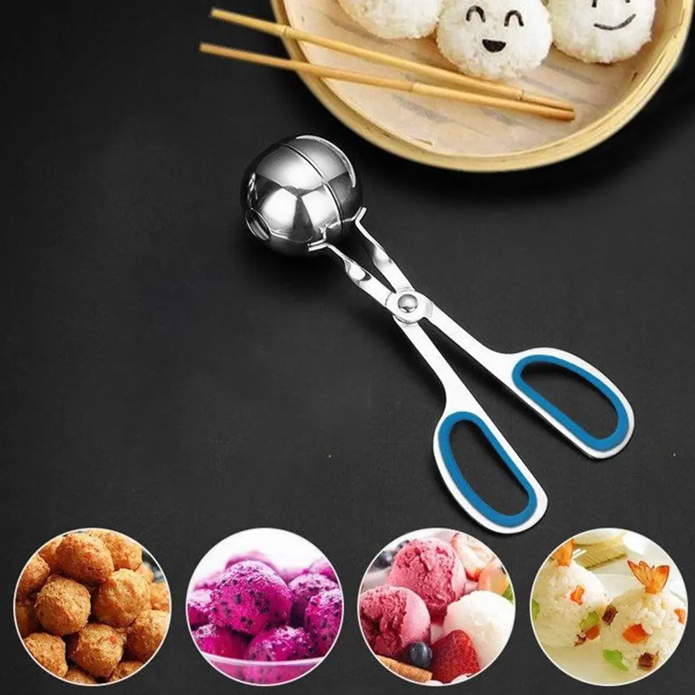 Stainless Steel Meatball Maker Clip Blue Handle Size S Efficient Kitchen Gadget For Meat Rice Tofu Balls Easy Release