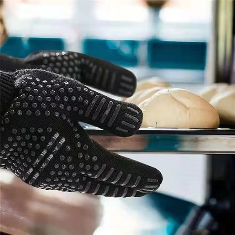 1 pc  Anti-scald Gloves Heat Glove Resistant BBQ Oven Gloves Kitchen Fireproof Barbecue Gloves Anti-slip Gloves For Cooking