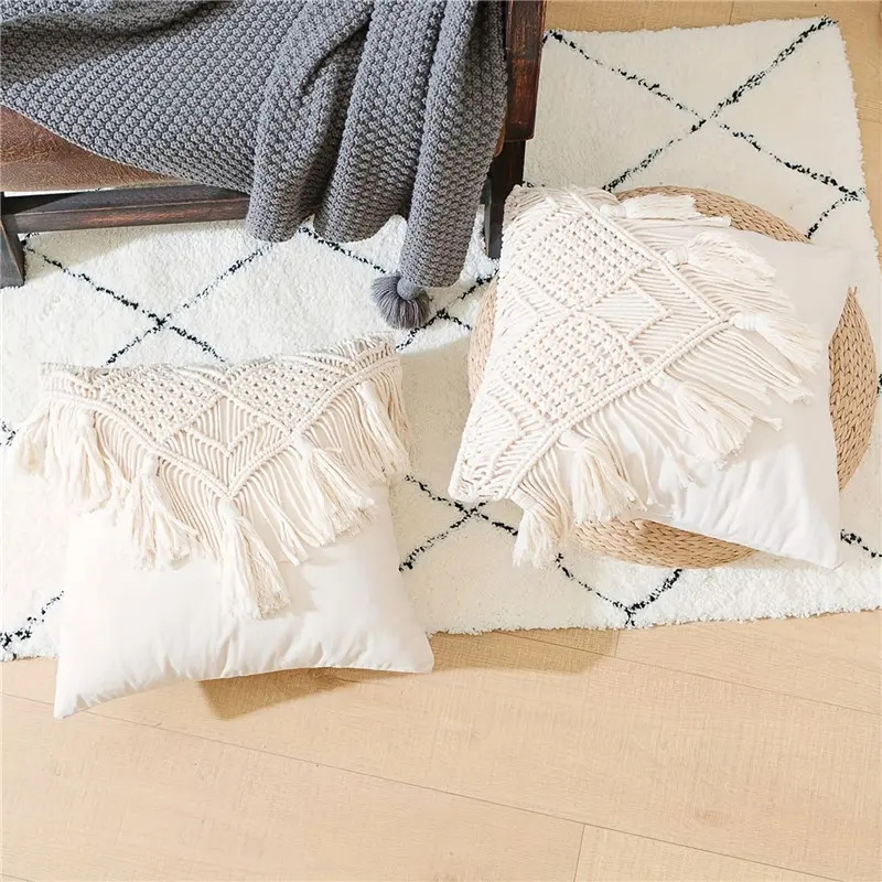 Bohemian Knit Tassels Fashion Pillow Cover Cushion Cover Decoration Homestay Sofa Bedroom Headboard Woven Pillow Cover