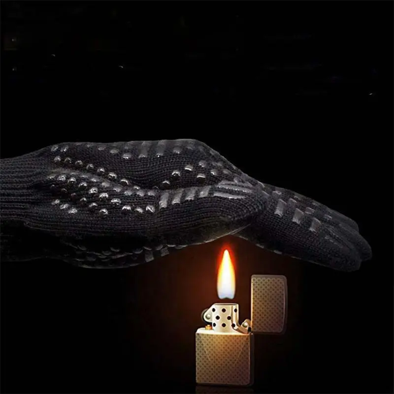 1 pc  Anti-scald Gloves Heat Glove Resistant BBQ Oven Gloves Kitchen Fireproof Barbecue Gloves Anti-slip Gloves For Cooking
