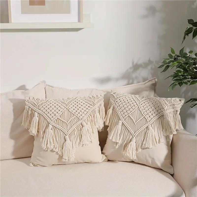 Bohemian Knit Tassels Fashion Pillow Cover Cushion Cover Decoration Homestay Sofa Bedroom Headboard Woven Pillow Cover