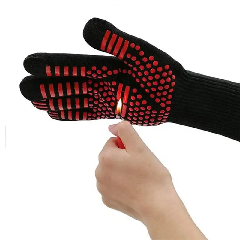 1 pc  Anti-scald Gloves Heat Glove Resistant BBQ Oven Gloves Kitchen Fireproof Barbecue Gloves Anti-slip Gloves For Cooking