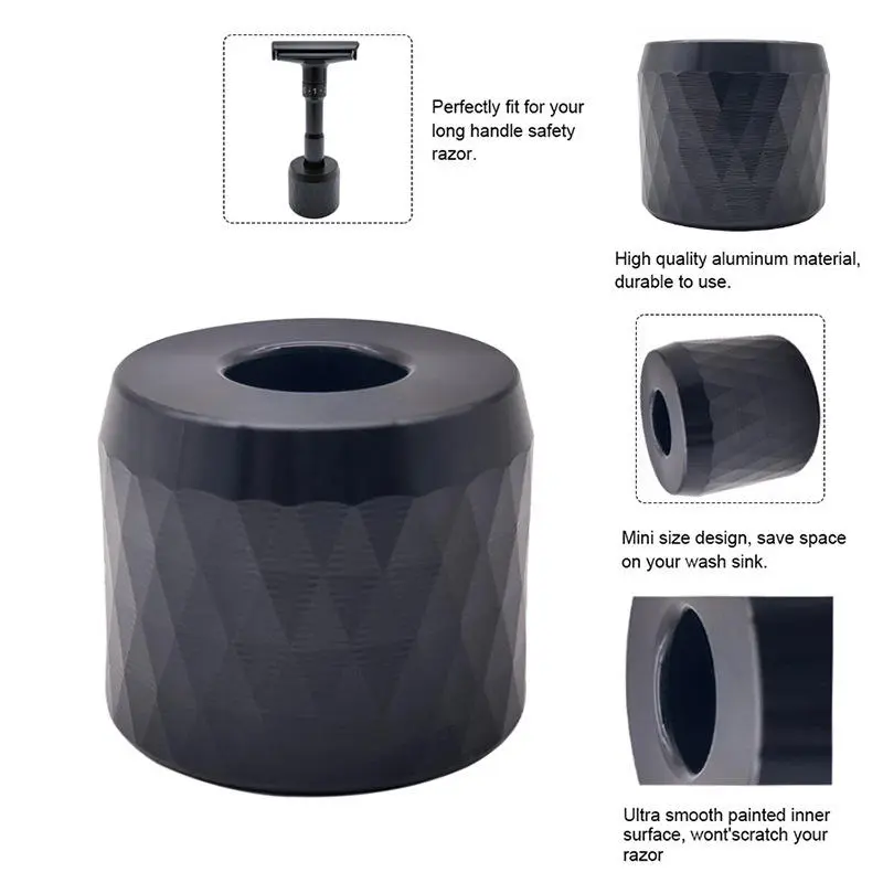 Razor Solo Stand/Base Brushed Aluminum Alloy Adjustable Safety Razor Stand Shaving Accessories Black/Silver 1pc