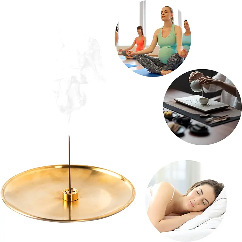 Brass Handmade Incense Insert Nine Hole Incense Seat Durable Water Drop Shape Coils Base Holder Brass Incense Tray Home Decor