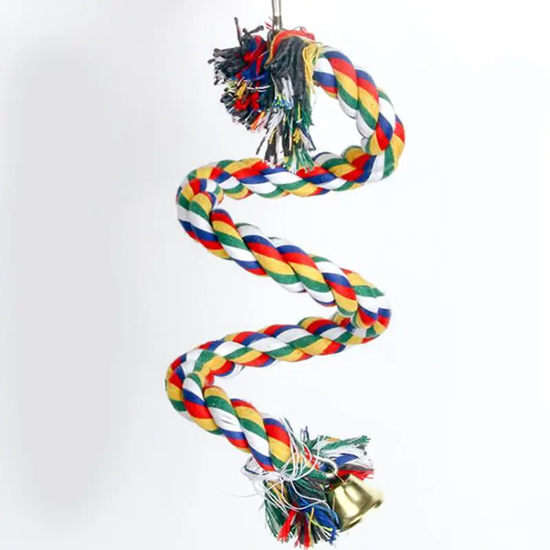 Parrot Hanging Nibble Toy Parrot Colored Cotton Rope Rotating Ladder Bird Cage Small Parrot Toy Pet Training Accessories