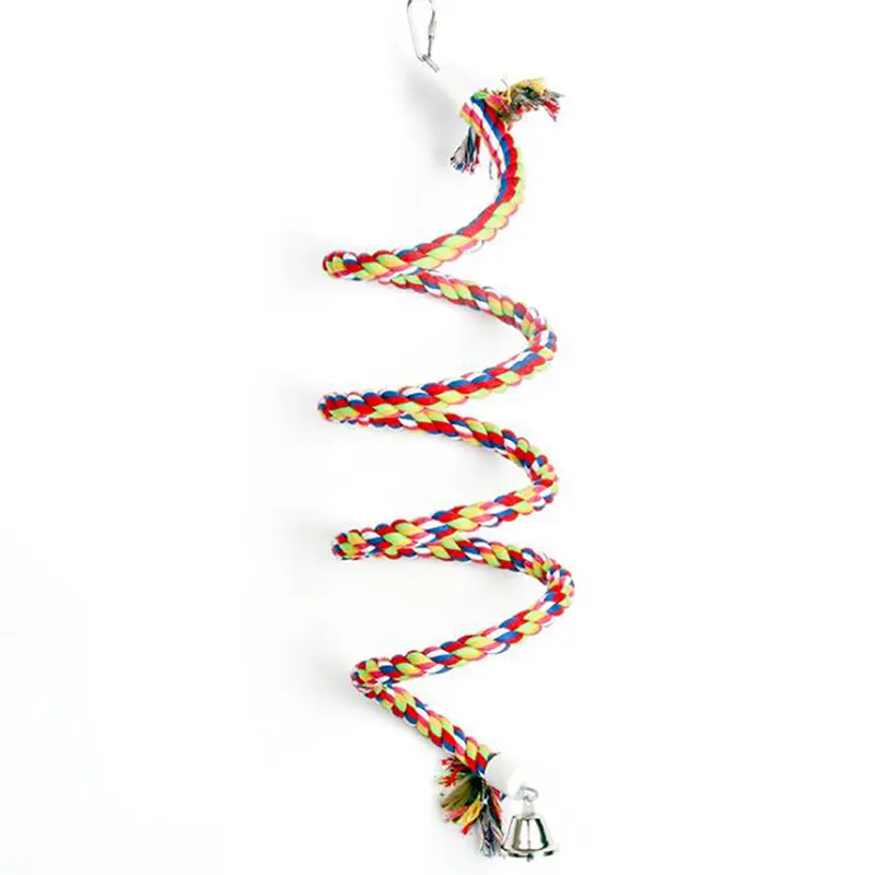 Parrot Hanging Nibble Toy Parrot Colored Cotton Rope Rotating Ladder Bird Cage Small Parrot Toy Pet Training Accessories