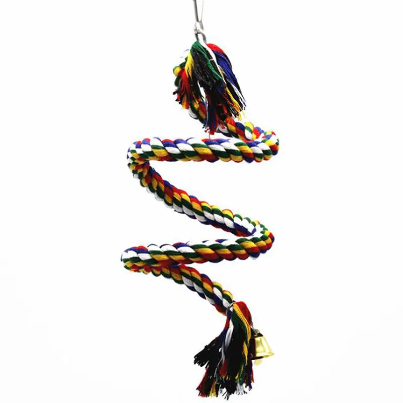 Parrot Hanging Nibble Toy Parrot Colored Cotton Rope Rotating Ladder Bird Cage Small Parrot Toy Pet Training Accessories