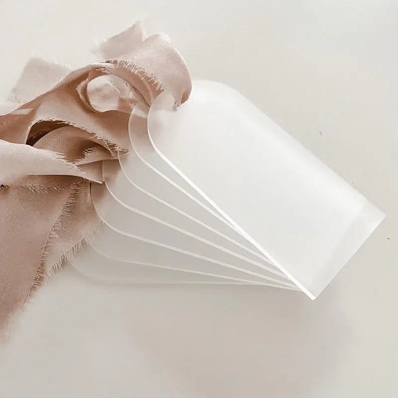 Acrylic Wedding Place Card Seating Cards Wedding Supplies Frosted Name Tag Arch Blank Wedding Decoration DIY Ribbon Hanging Sign