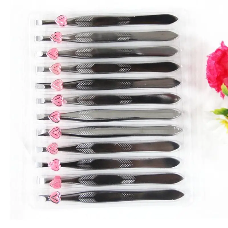 12 Pcs/set Stainless Steel Eyebrow Tweezers Hair Pluckers Clip Eyebrow Trimmer Eyelash Extension Clip Utility Makeup Beauty Tool