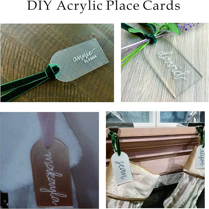 Acrylic Wedding Place Card Seating Cards Wedding Supplies Frosted Name Tag Arch Blank Wedding Decoration DIY Ribbon Hanging Sign