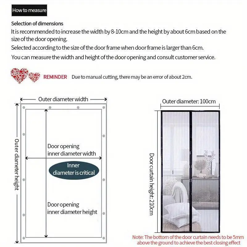 Summer Magnetic Mosquito Net Door 100*210 Cms Window Curtains Automatic Closing Curtain Shades Screen Home Textile Garden