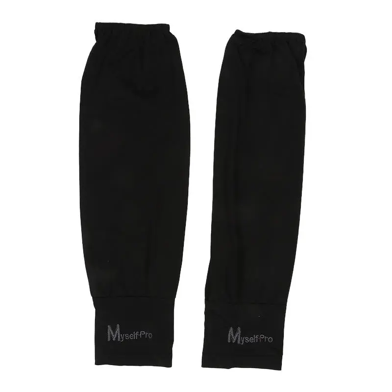 1 Pair Mens Ice Arm Sleeves Sunscreen Elastic Driving Gloves Outdoor UV Protection Arm Cover Sleeves Lightweight Cool Muff Black