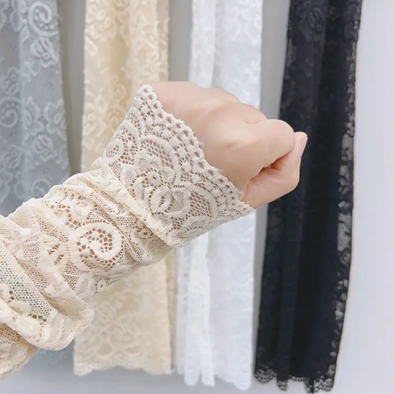 Woman Ladies Lace Arm Cover Sunscreen Long Lace Fingerless Mittens Covered Scar Elastic Sleeve Ladies Driving Gloves Scar Cover