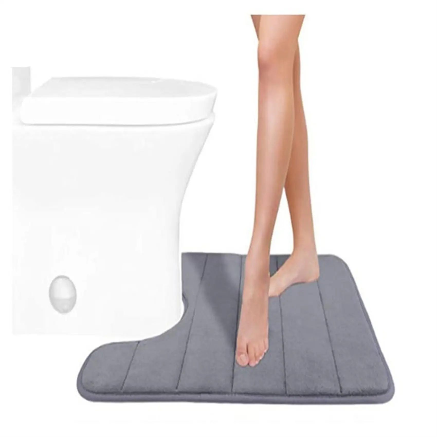 U-shaped Toilet Bath Mat Memory Foam Toilet Mat Soft Anti-Skid Water Absorbing Door Mat Bathroom and Home Decoration