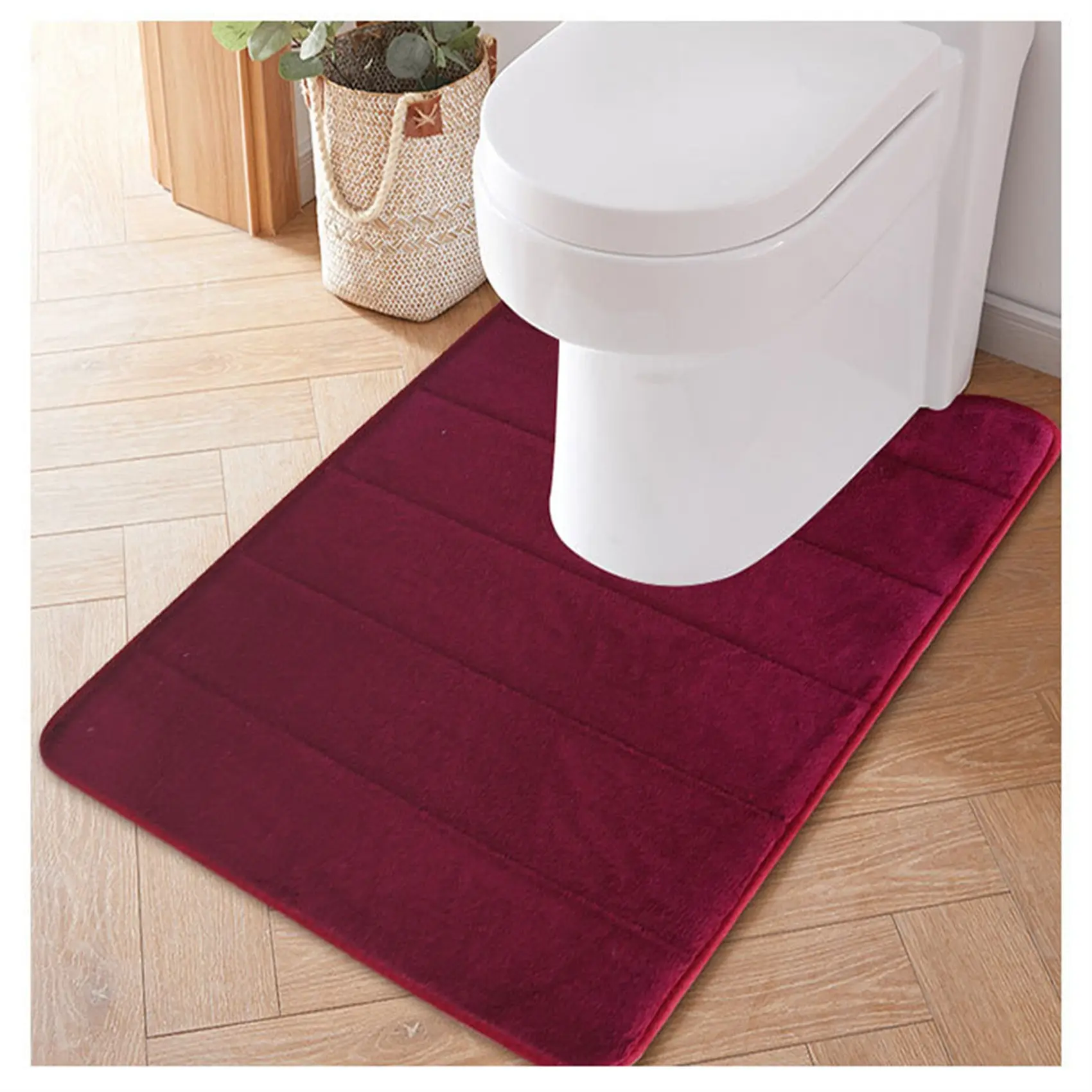 U-shaped Toilet Bath Mat Memory Foam Toilet Mat Soft Anti-Skid Water Absorbing Door Mat Bathroom and Home Decoration
