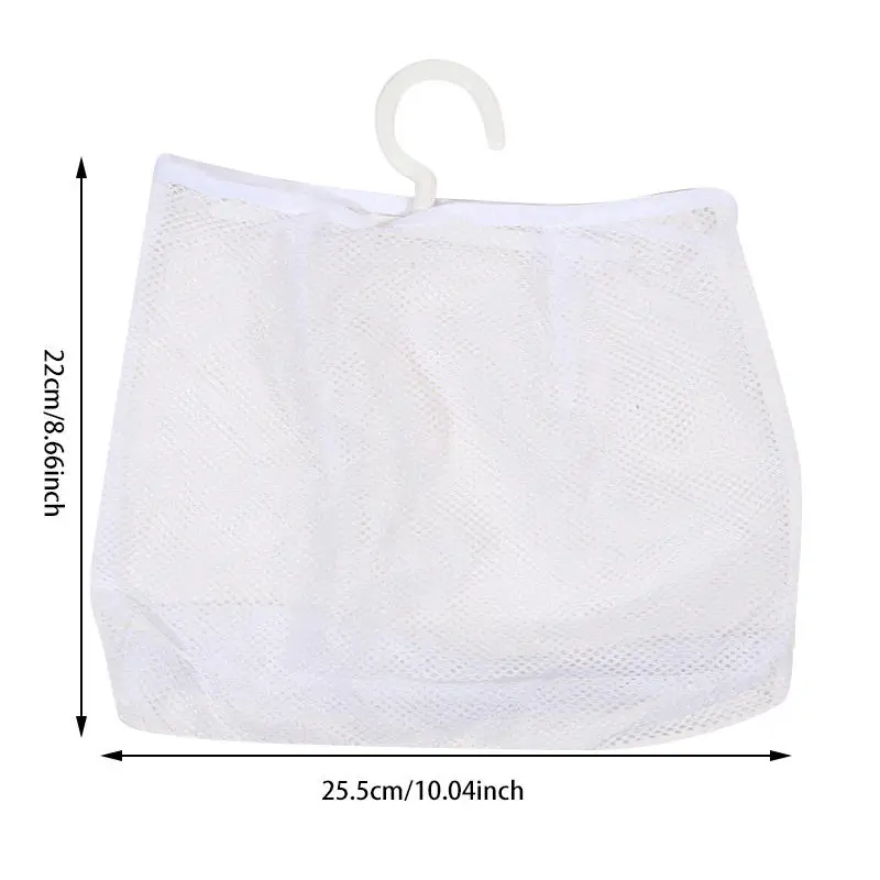 White SpaceSaving Breathable Mesh Bag Kitchen Laundry Holder Fruit Vegetable Pouch Bathroom Storage Bags Clothespin Bag Hanging