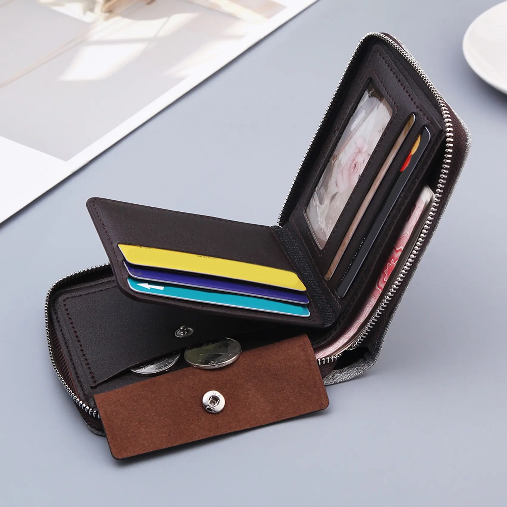 Short Men Wallets Slim Classic Coin Pocket Photo Holder Small Male Wallet Print Quality Card Holder Canvas Men Purses