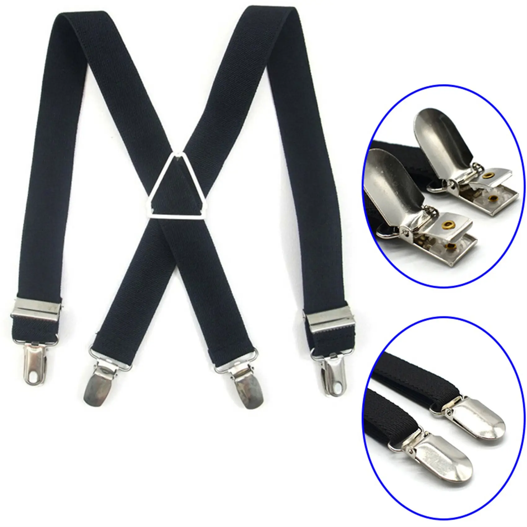 1Pcs Men’s Wide X-Back Adjustable Elastic Suspenders with Heavy Duty Metal Clips Fashion