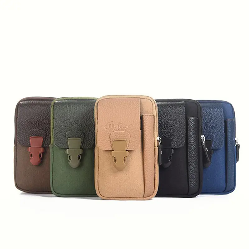 Men Waist Bags Casual Male Zipper Small Solid Color Card Holder Simple All-Match Convenient 4 Inch Phone Packs Belt Fanny Purse
