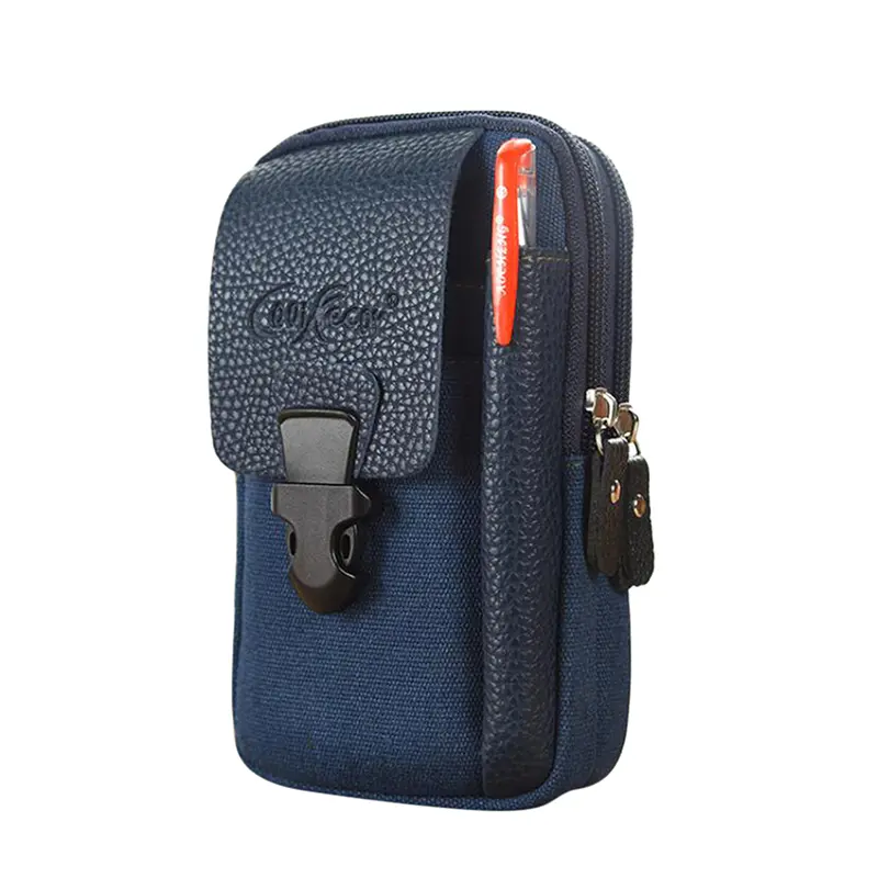 Men Waist Bags Casual Male Zipper Small Solid Color Card Holder Simple All-Match Convenient 4 Inch Phone Packs Belt Fanny Purse