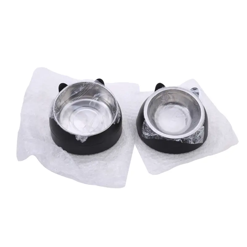 200ml 400ml 15 Degrees Tilted Stainless Cat Bowls Non-slip Base Pets Puppy Cats Food Drink Water Feeder Neck Protection Pet Bowl