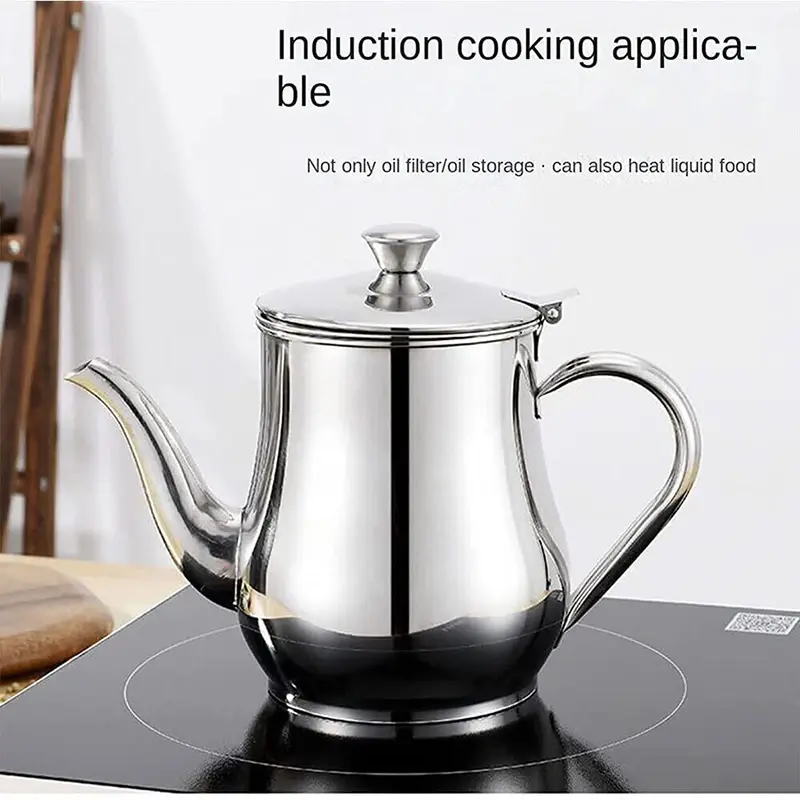 Strainer Oiler Stainless Steel Household Leak-Proof Pot Pour Oil Bottle Practical Oil Cans Seasoning Jars Kitchen Supplies