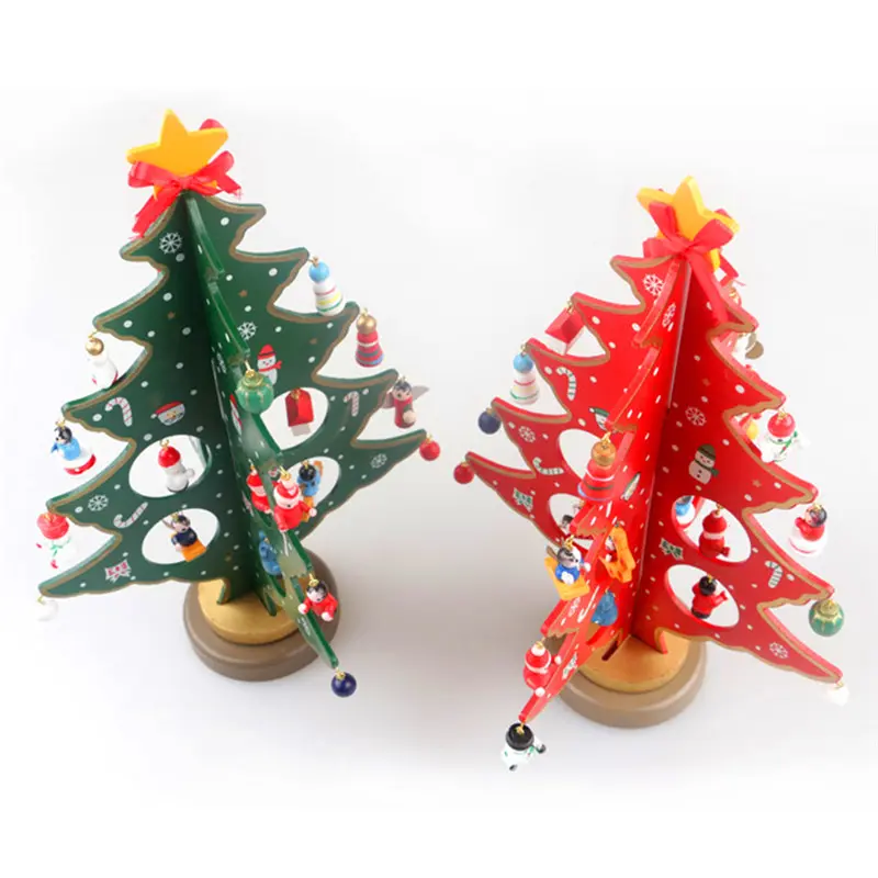 Creative DIY Wooden Christmas Tree Decoration Xmas Tree Table Desk Decoration Christmas Gift Ornament