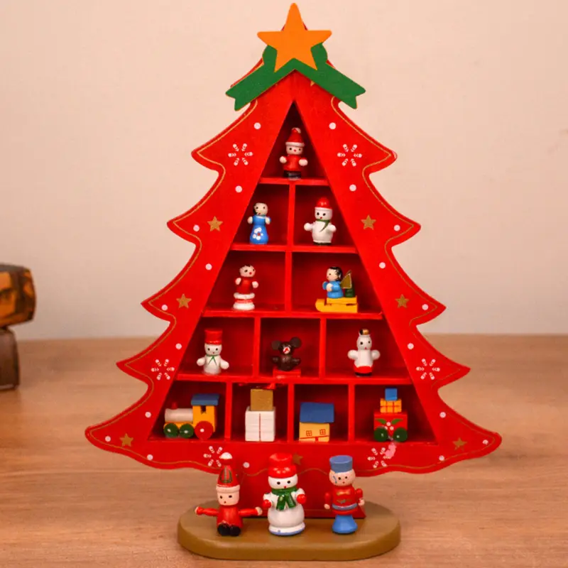 Creative DIY Wooden Christmas Tree Decoration Xmas Tree Table Desk Decoration Christmas Gift Ornament