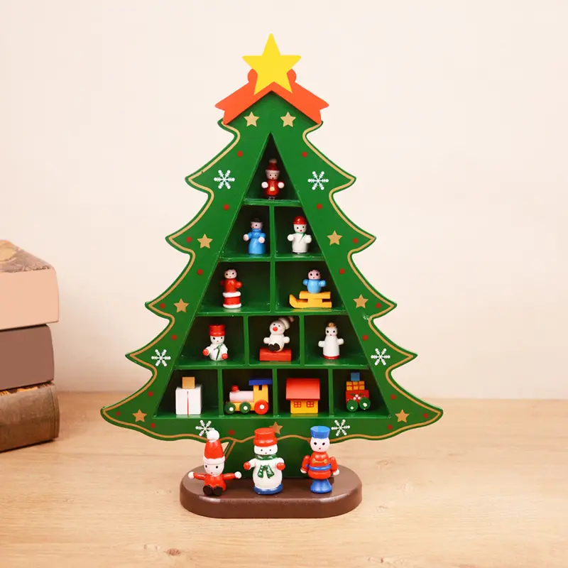 Creative DIY Wooden Christmas Tree Decoration Xmas Tree Table Desk Decoration Christmas Gift Ornament