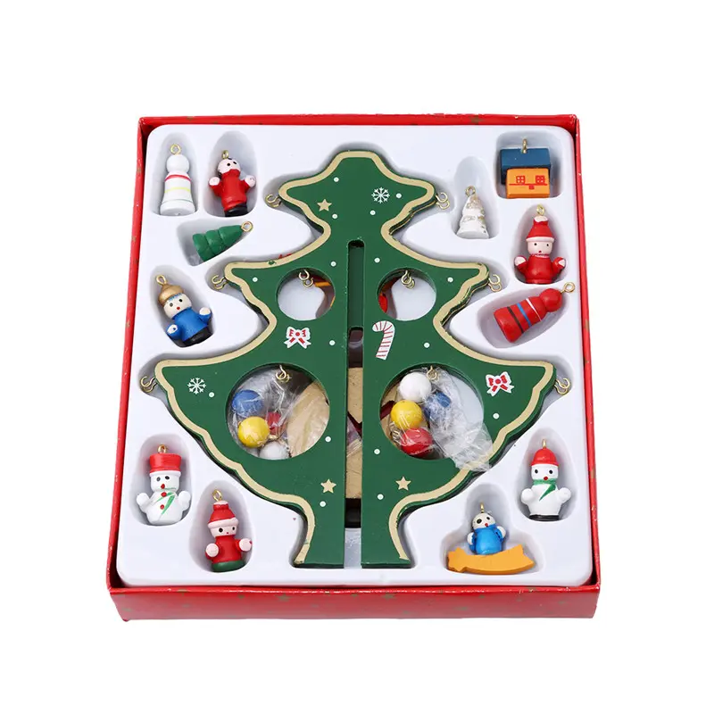 Creative DIY Wooden Christmas Tree Decoration Xmas Tree Table Desk Decoration Christmas Gift Ornament