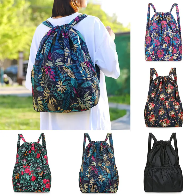 Women's Backpack Drawstring Large Capacity Lightweight Leisure Minimalist Portable Shopping Traveling Female's Backpack 2024