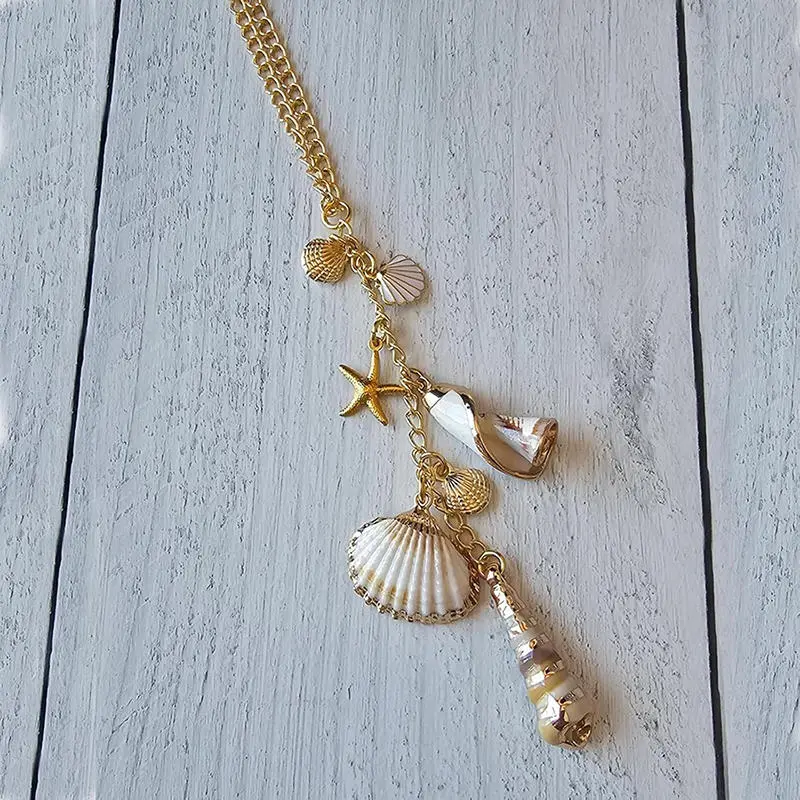 Fashion Car View Mirror Hanging Pendant Auto Home Decor Lucky Sea Shell Ornament Mini Car Accessory Interior Hanging For Girls