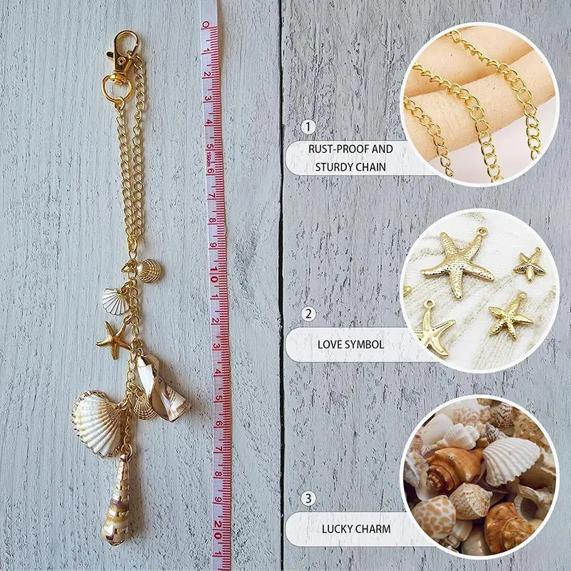 Fashion Car View Mirror Hanging Pendant Auto Home Decor Lucky Sea Shell Ornament Mini Car Accessory Interior Hanging For Girls