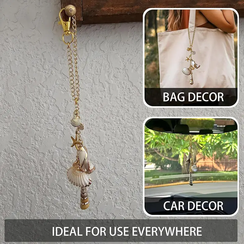 Fashion Car View Mirror Hanging Pendant Auto Home Decor Lucky Sea Shell Ornament Mini Car Accessory Interior Hanging For Girls