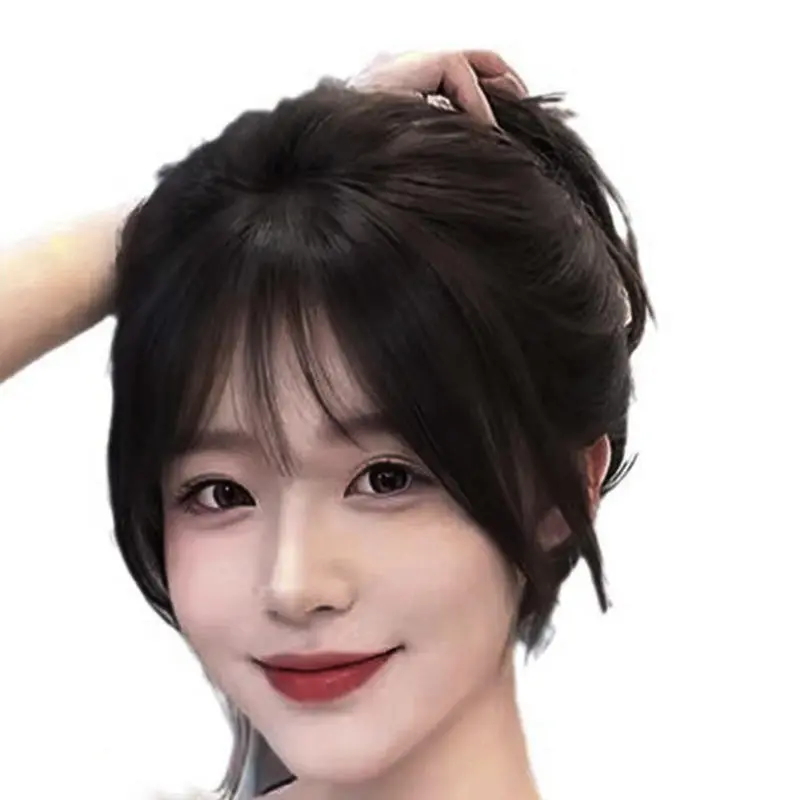Fake Air Bangs Hair Clip-In Extension Synthetic Hair Fake Fringe Natural False Hairpiece Women Clip in Bangs Hair Styling Tools
