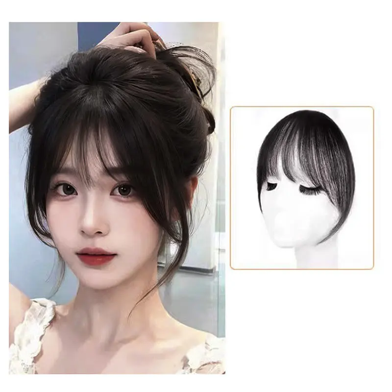 Fake Air Bangs Hair Clip-In Extension Synthetic Hair Fake Fringe Natural False Hairpiece Women Clip in Bangs Hair Styling Tools