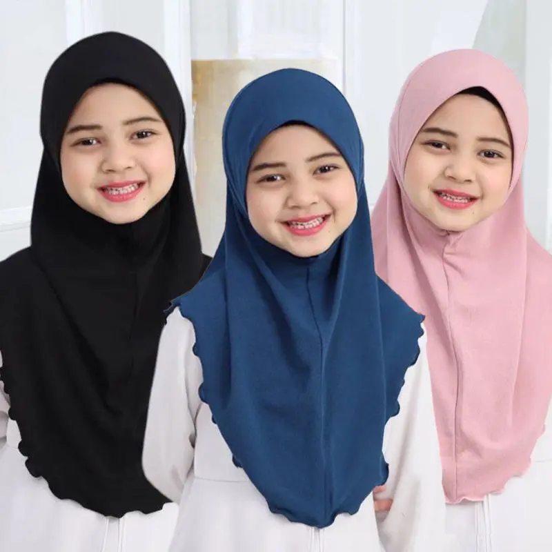 Ramadan Solid Color Flounce Scarf Women Muslim Headscarf Wraps Femme Musulman Headband Islamic Turban
