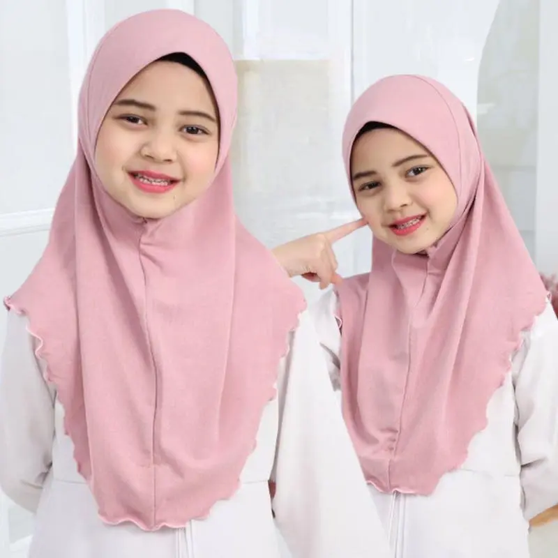 Ramadan Solid Color Flounce Scarf Women Muslim Headscarf Wraps Femme Musulman Headband Islamic Turban