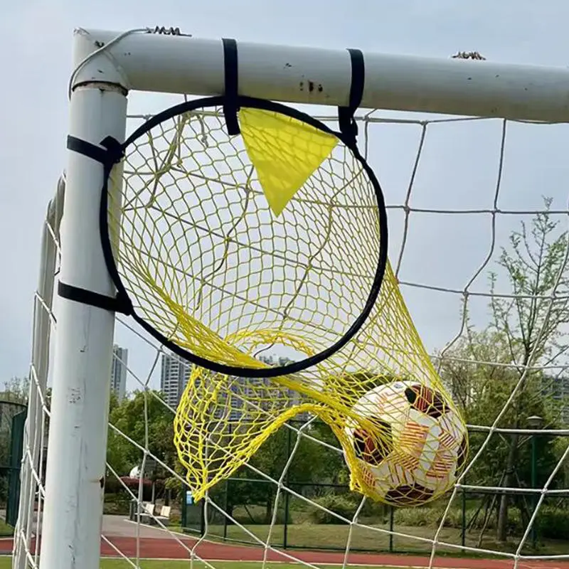 Soccer Football Target  Net Free Kick Shooting Practice Target For Soccer Training Equipment Pocket Auxiliary Yellow Color Net