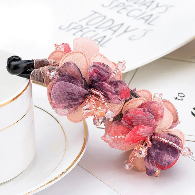 Classic Flower Hairpin Hair Accessories for Women Retro Ponytail Anti Slip Twisted Clip Headwear Mom's Jewelry Accessories Gifts