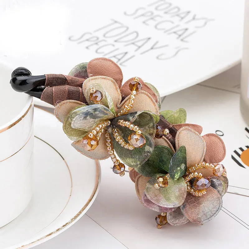 Classic Flower Hairpin Hair Accessories for Women Retro Ponytail Anti Slip Twisted Clip Headwear Mom's Jewelry Accessories Gifts