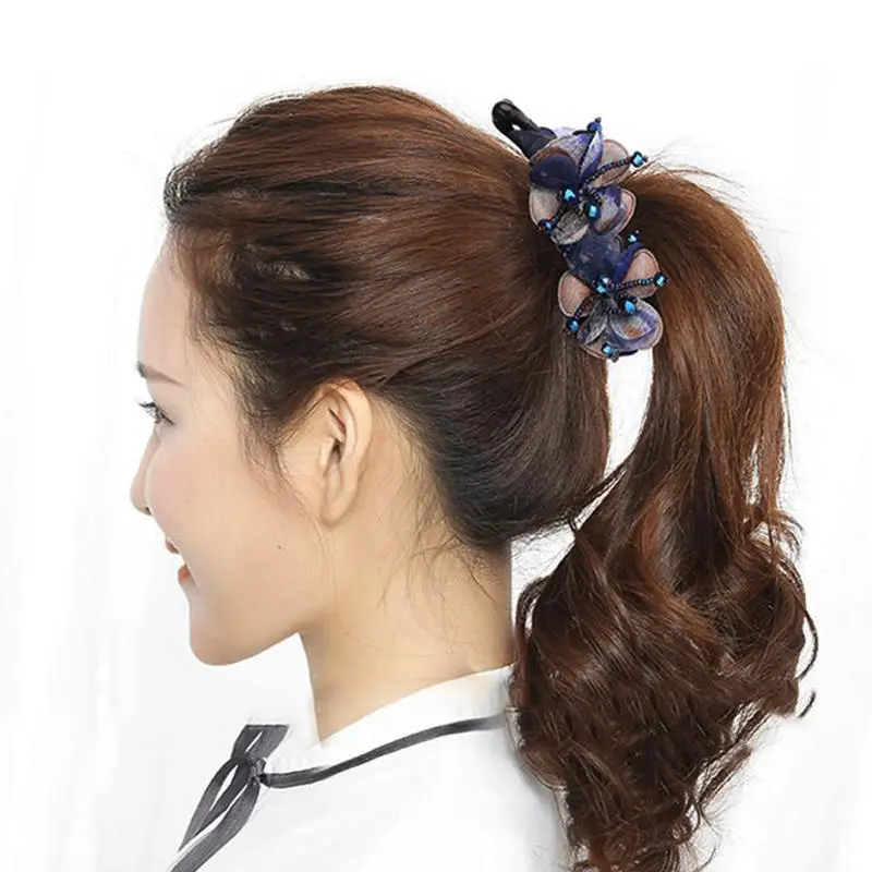 Classic Flower Hairpin Hair Accessories for Women Retro Ponytail Anti Slip Twisted Clip Headwear Mom's Jewelry Accessories Gifts