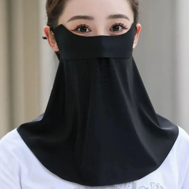 Women's Outdoor Sports Trackless Sunscreen Facial Mask Imitation Ice Silk UV Protection Summer Breathable Thin Anti-UV Mask