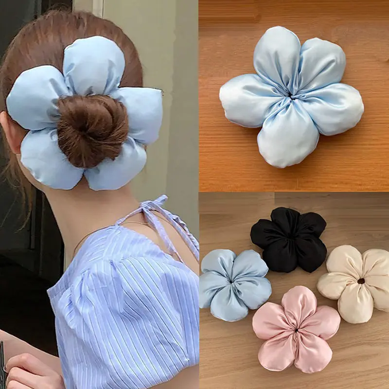 Elegant And Cute Sponge Flower Headband With Oversized  Intestine Loop And High-end Feel  Fashion  for Women Girls