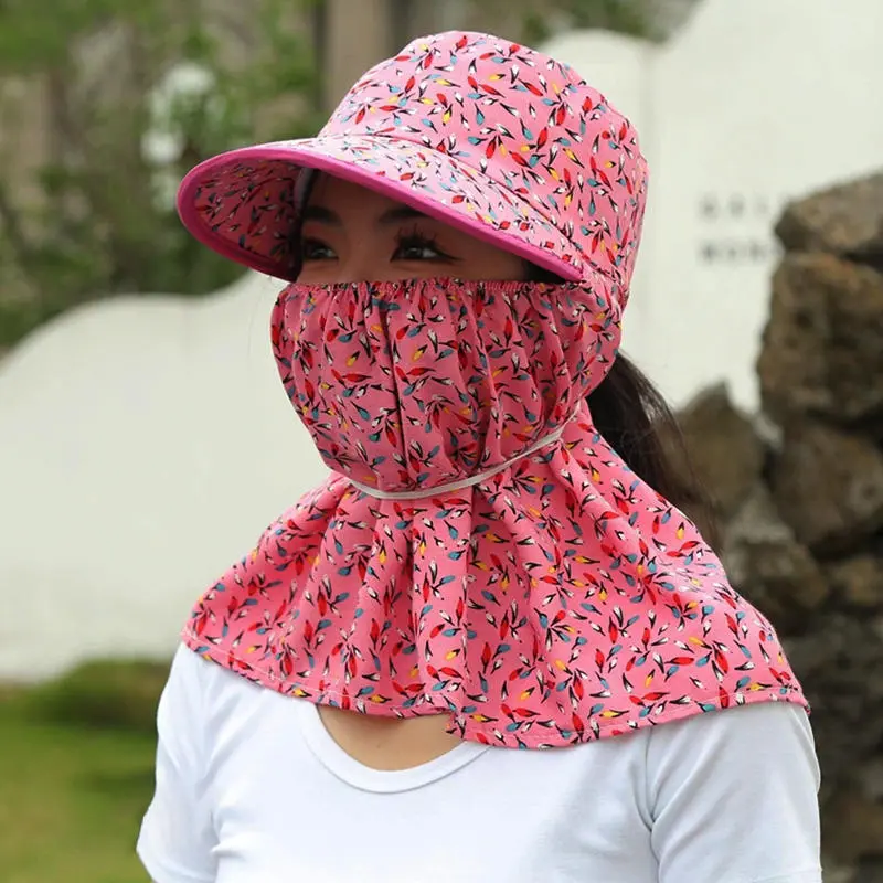Sun Hat Broken Flowers Picking Tea Hat UV Protection Face Mask Sunshade Shawl Cap Breathable Sunshade Shawl Cap For Fishing