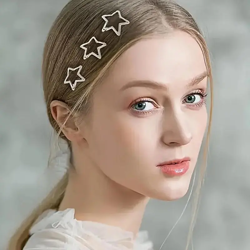 High Quality Star Hair Clip Metal Clip Pentagonal Star Hair Clip Colorful Hair Clip Metal Snap Headband Hair Jewelry Gift