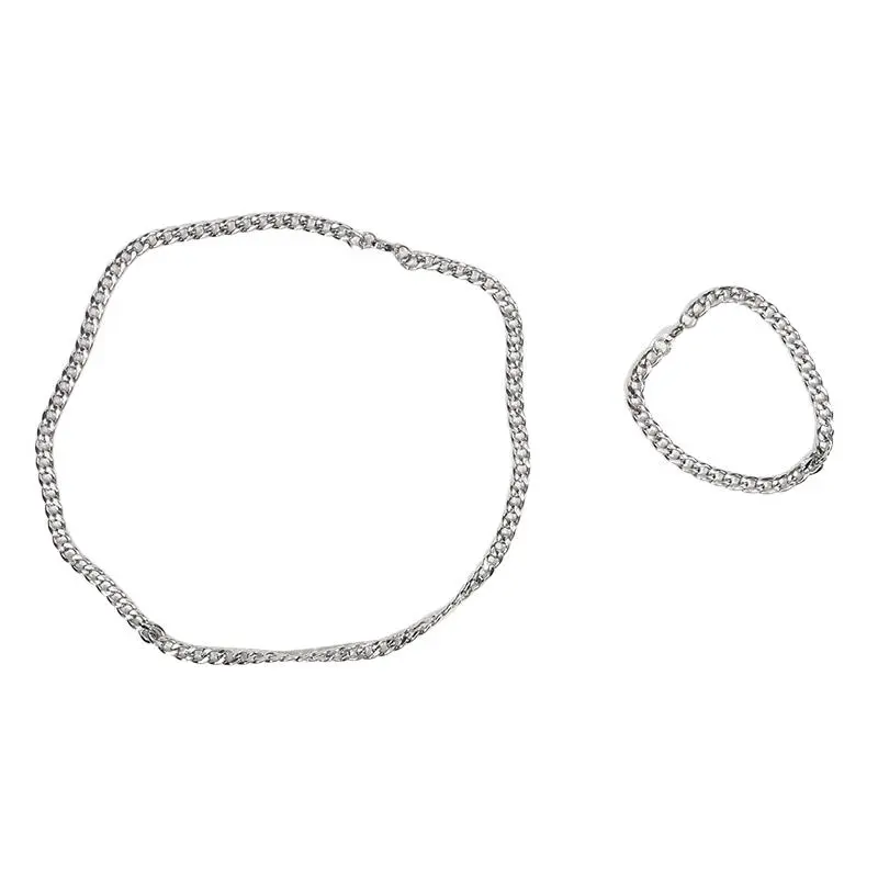 Men Women's Jewelry Sets Stainless Steel Necklace Bracelet Set Hiphop Simple Design Chain Jewelry Set