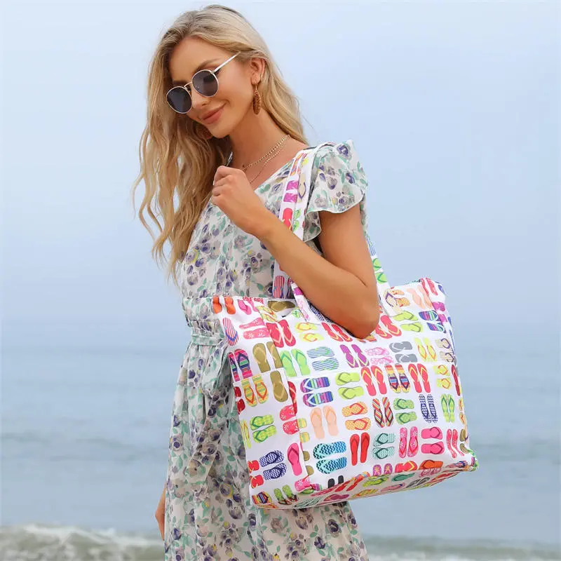 Beach Bags for Women Large Waterproof Sandproof Beach Tote Swim Pool Bag with Zipper for Gym Grocery Travel Vacation Essentials