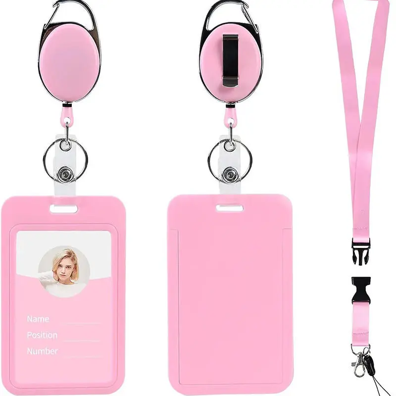 Student Bus Credential ID Card Protective Cover Keyring School Access Door Card Credit Card Holder Set Neck Lanyard Key Chain